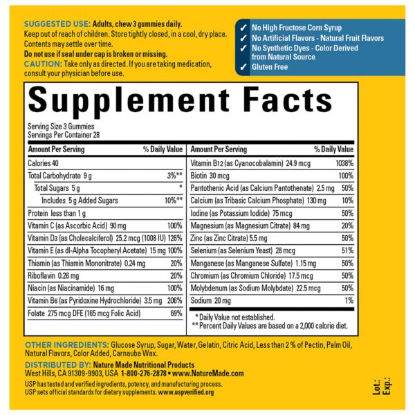 Sello USP verificado Nature Made Advanced Multivitaminas hombres 50+