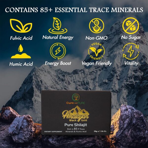 Shilajit himalayo 94.5% ácido fúlvico para energía y vitalidad