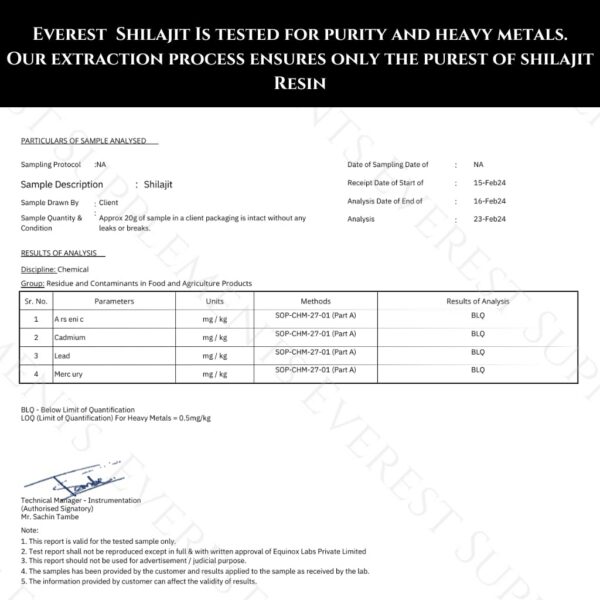 Envase con etiqueta de Shilajit