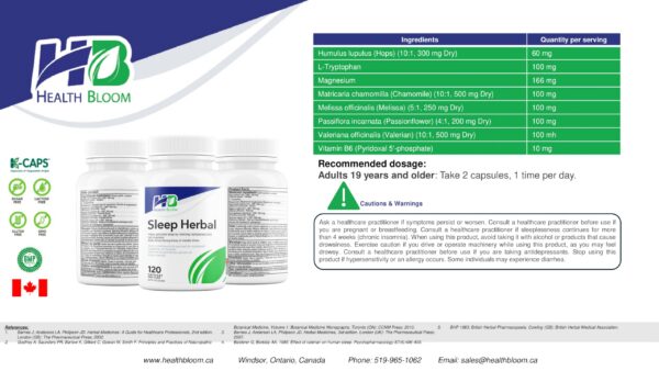 Sleep Herbal Health Bloom suplemento natural para dormir