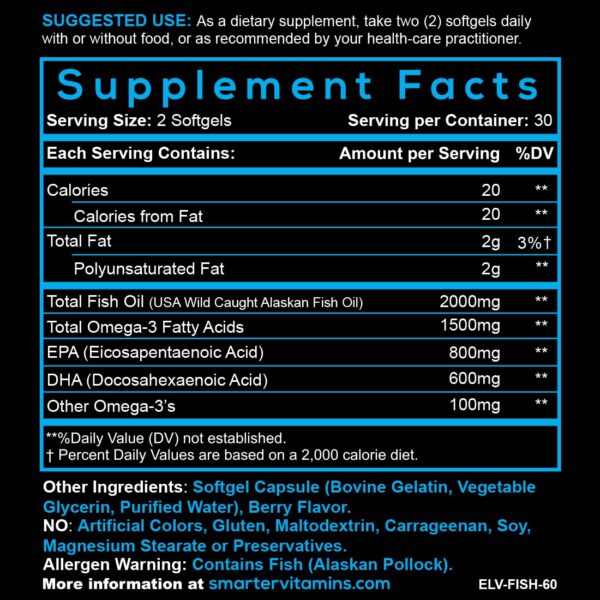 Paquete y cápsulas blandas Smarter Omega 3 sabor berries