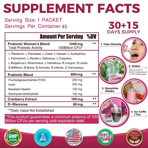 Sobres individuales probióticos ZEBORA para mujeres