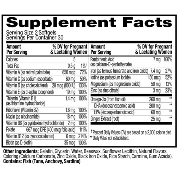 Botella OLLY multivitaminas prenatales para 30 días