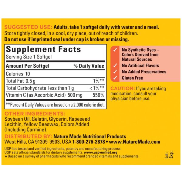 Softgels Nature Made vitamina c paquete de 60 cápsulas