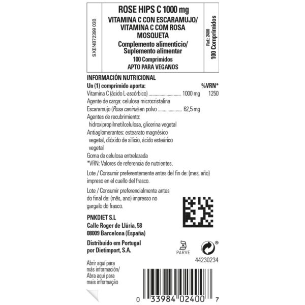 Etiqueta frontal Solgar Vitamina C 1000 mg