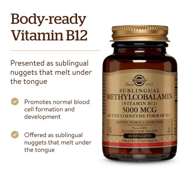 Vitaminas SOLGAR B12 metilcobalamina para bienestar general