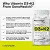 Frasco de Vitamina D3 + K2 con BioPerine en estante