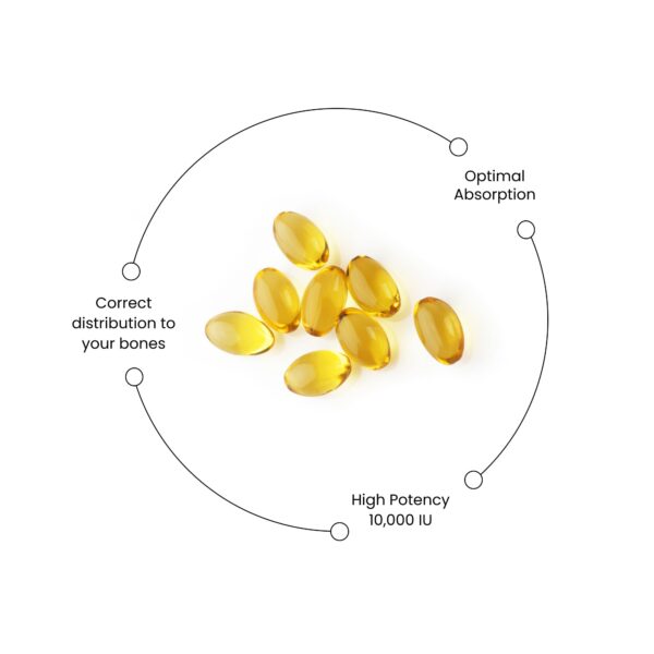 Suplemento de vitamina D3+K2 para soporte inmunológico.