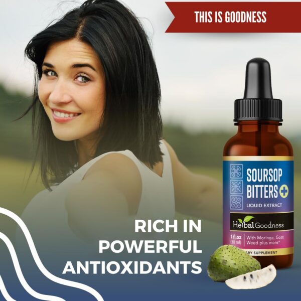 Soursop Bitters líquido con hoja de papaya y horny goat weed