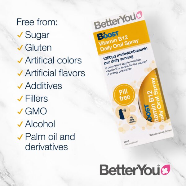 Version 1.0.0 Spray oral vitamina B12 BetterYou Boost gotas pequeñas