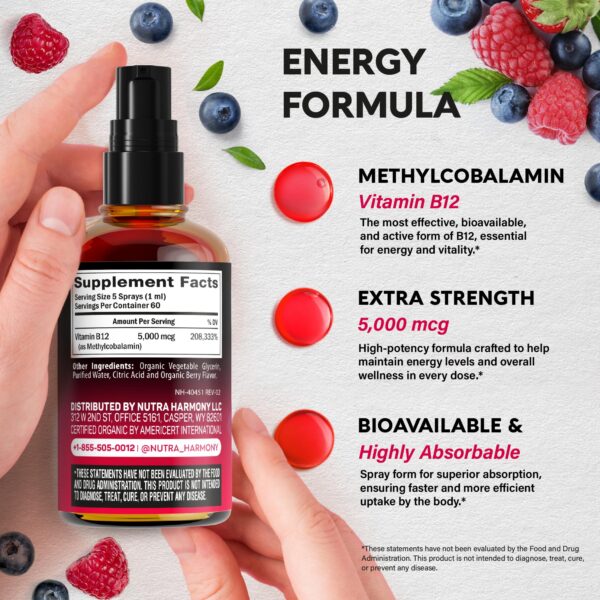 Spray sublingual B12 orgánica para mejorar estado de ánimo y energía