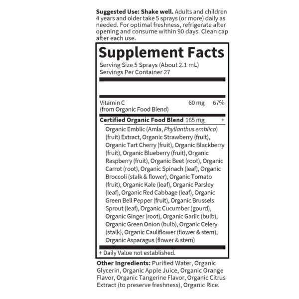 Version 1.0.0 Spray vitamina C Garden of Life sin azúcar añadido