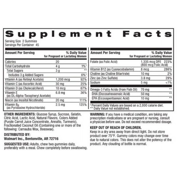Caja y frasco de Spring Valley Prenatal Multivitamin Gomitas