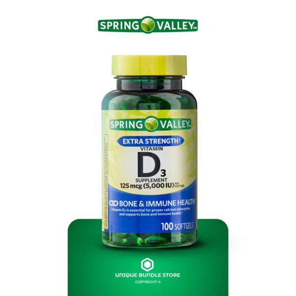 Spring Valley vitamina d3 capsulas blandas soporte dental 100ct
