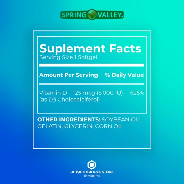 Spring Valley vitamina d3 cápsulas suaves para sistema inmunológico