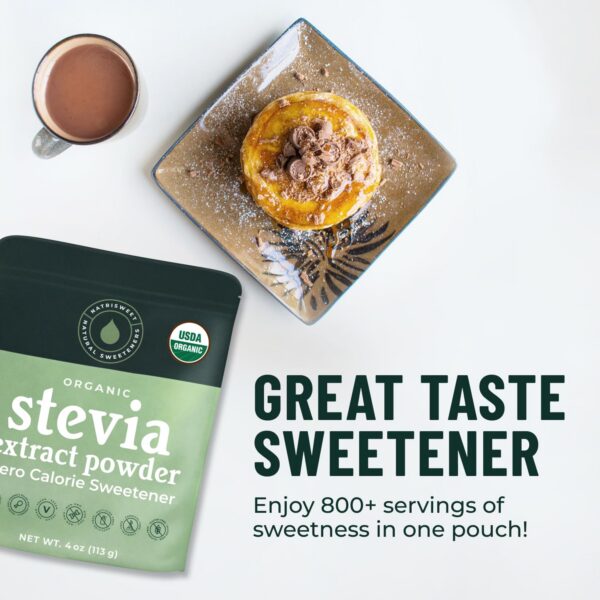 Stevia en polvo sin aditivos para cocinar y hornear