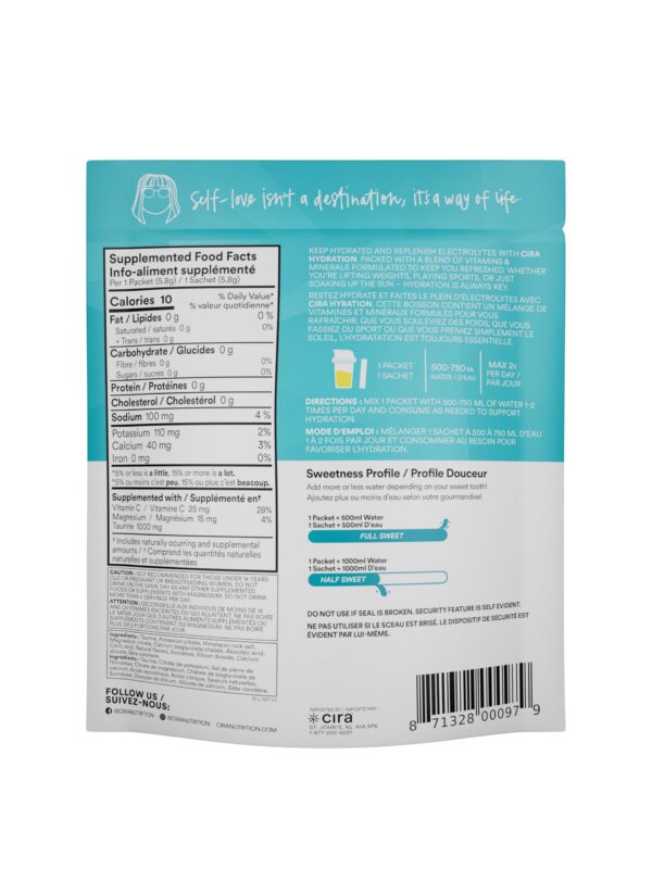 Stick pack Cira Hydration para mezclar en agua