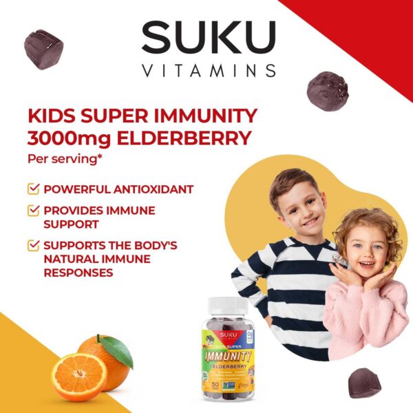 SUKU Vitamins suplemento gomitas sin OGM soporte inmunológico niños