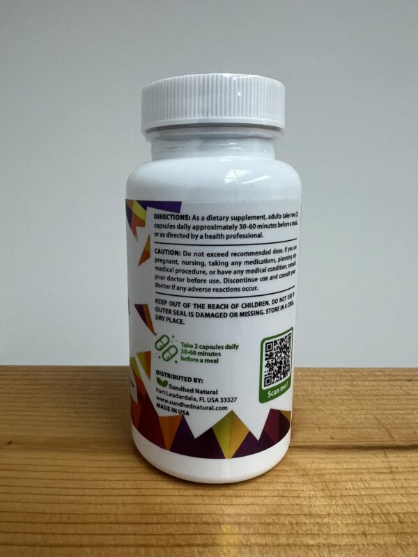 Interior del frasco de Sundhed Natural CoQ10 y Resveratrol