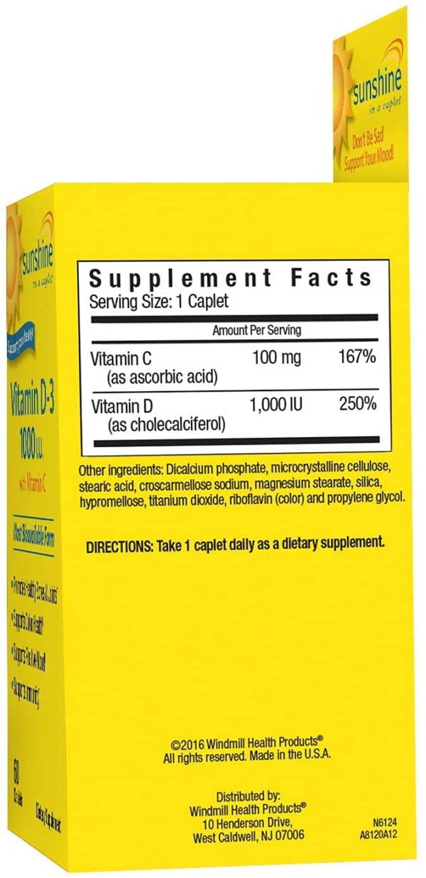 Caja Sunshine Caplets Vitamina D 120 caplets