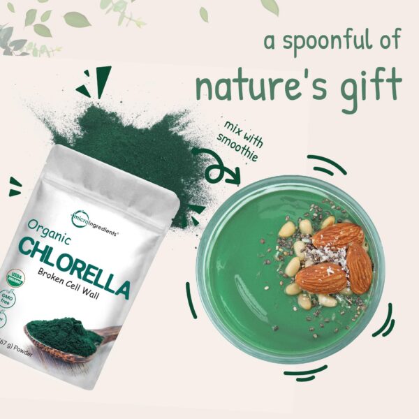 Superalimento clorella en polvo Micro Ingredients 20 oz