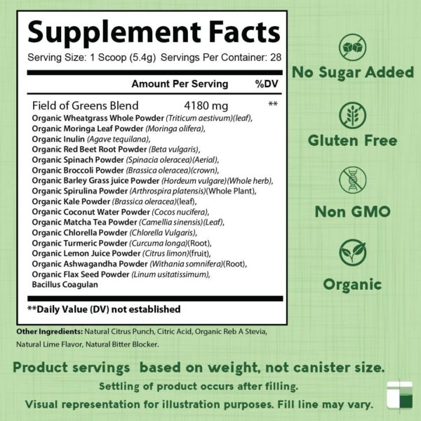 Superalimento Field of Greens polvo con mezclas orgánicas