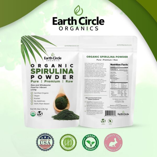 Superalimento polvo espirulina natural Earth Circle Organics