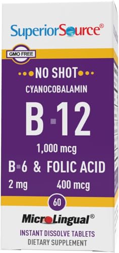 Superior Source caja con tablas de vitaminas B-12 B-6 ácido fólico