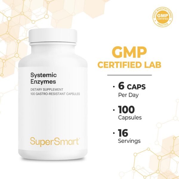 Frasco con etiqueta de Supersmart Systemic Enzymes