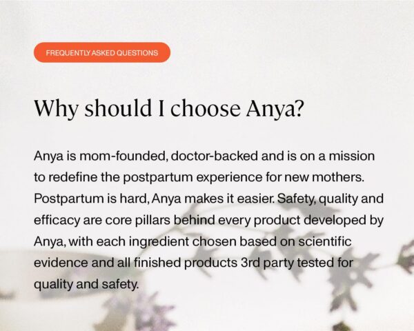 Suplemente ANYA multivitamínico postnatal para recuperación mujer