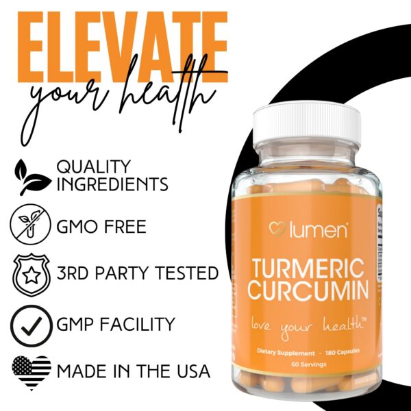 Suplemento 180 cápsulas de cúrcuma curcumina con bioperine Lumen