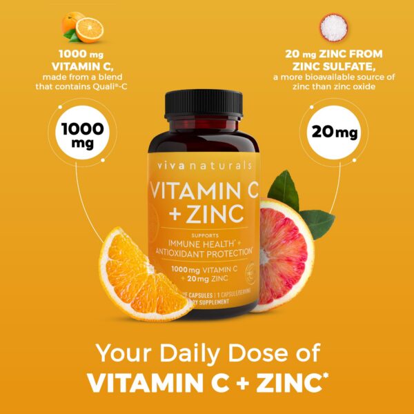 Suplemento para adultos Viva Naturals con vitamina C y zinc