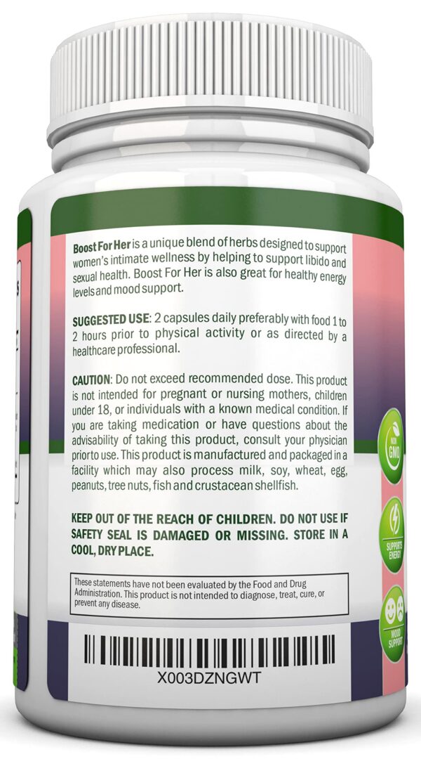 Suplemento afrodisíaco natural para mujeres Boost For Her envase frontal