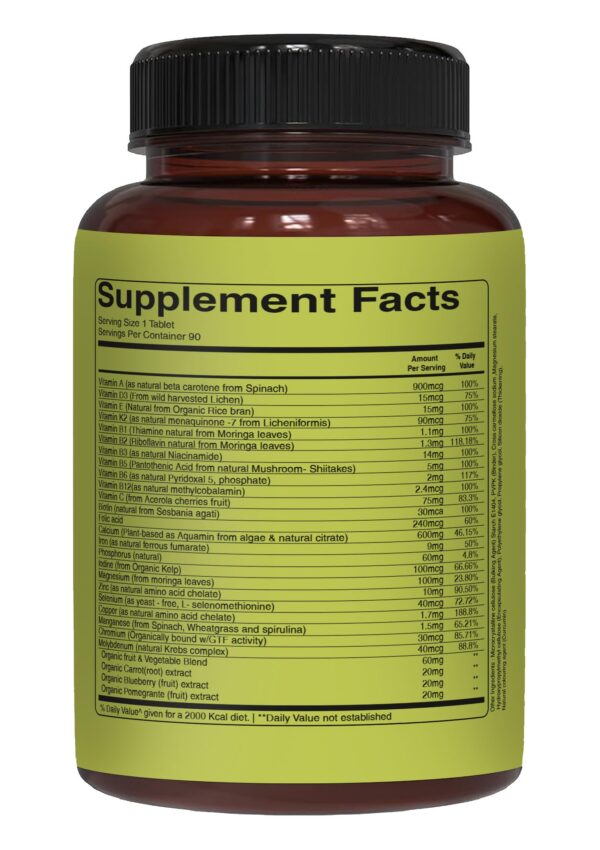 Suplemento de alimentos integrales multivitaminas para mujeres 90 tabletas