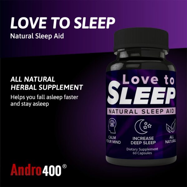 Suplemento Andro400 Love to Sleep con ingredientes naturales sueño
