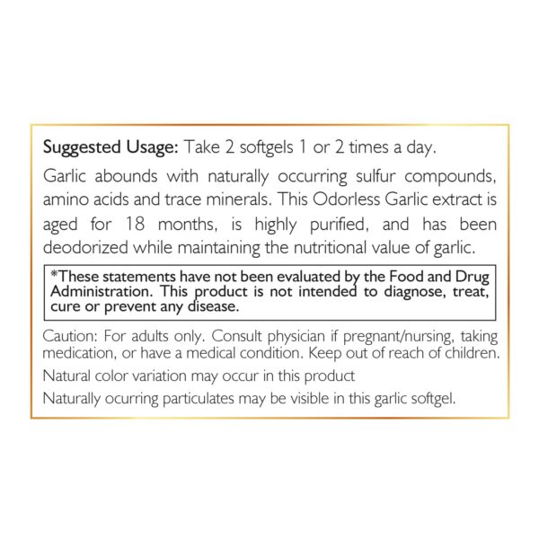 Suplemento antioxidante de ajo sin aroma para bienestar diario