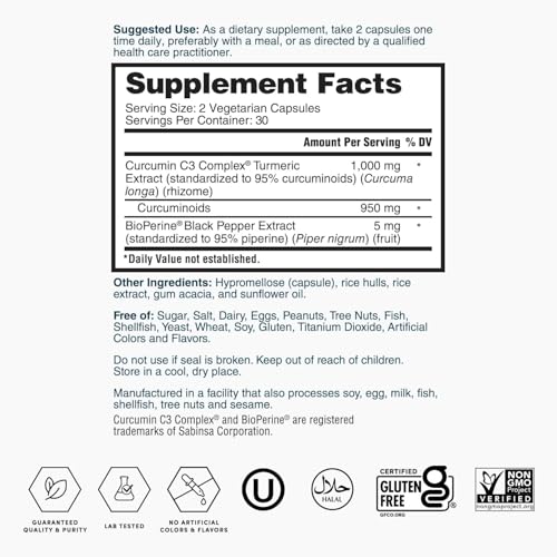 Suplemento antioxidante cúrcuma Nature's Lab 60 cápsulas