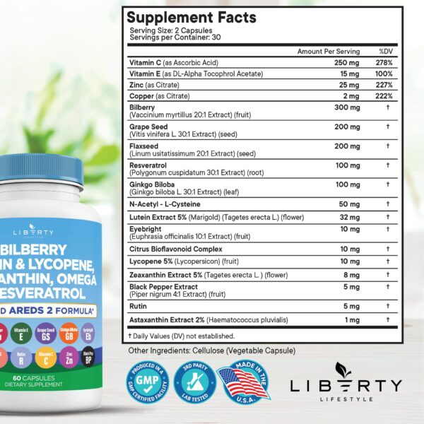 Suplemento antioxidante para ojos con luteína y zeaxantina