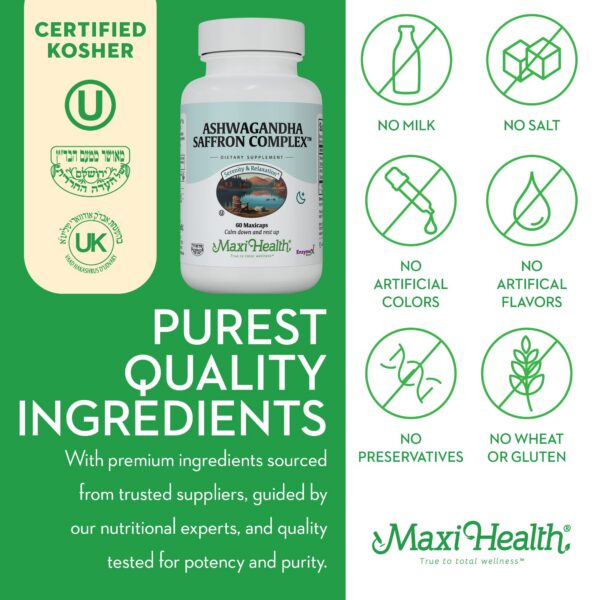 Suplemento Ashwagandha y azafrán 60 cápsulas Maxi Health