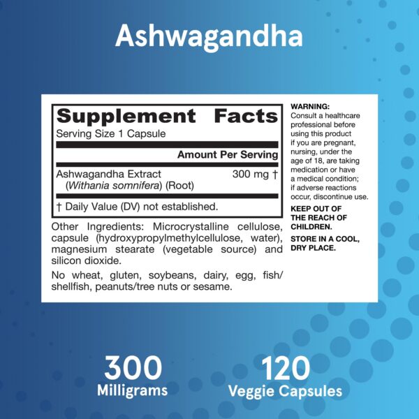 suplemento Ashwagandha 300 mg Jarrow Formulas soporte resistencia al estrés
