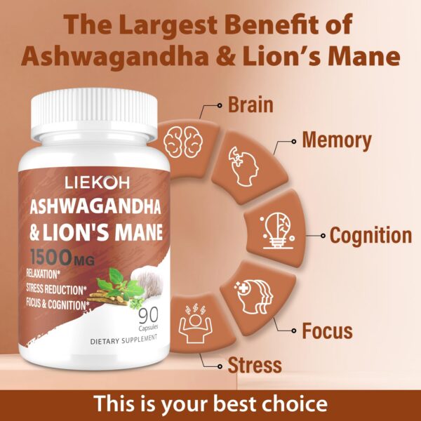 Suplemento Ashwagandha y Melena de León muestra ingredientes