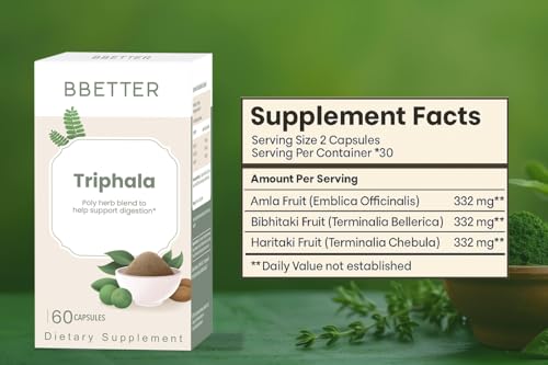 Suplemento ayurvédico BBETTER Triphala en cápsulas alimenticias