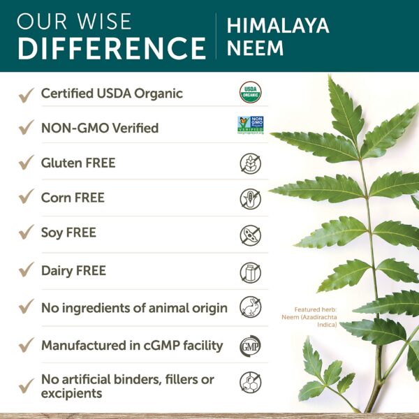 Suplemento ayurvédico Himalaya neem orgánico para limpieza de piel