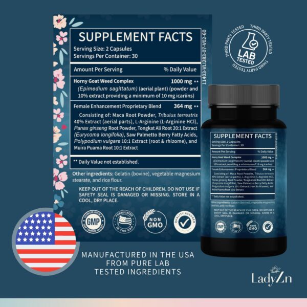 Suplemento bienestar hormonal y reducción estrés mujer LadyZn