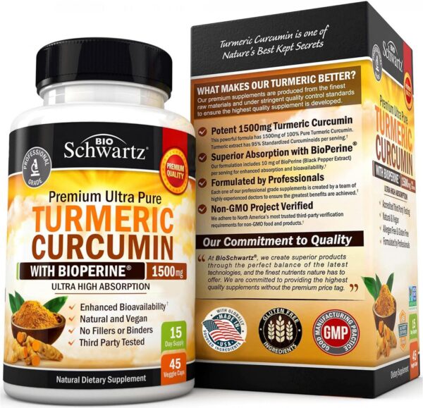 Suplemento BioSchwartz cúrcuma curcumina con calidad profesional
