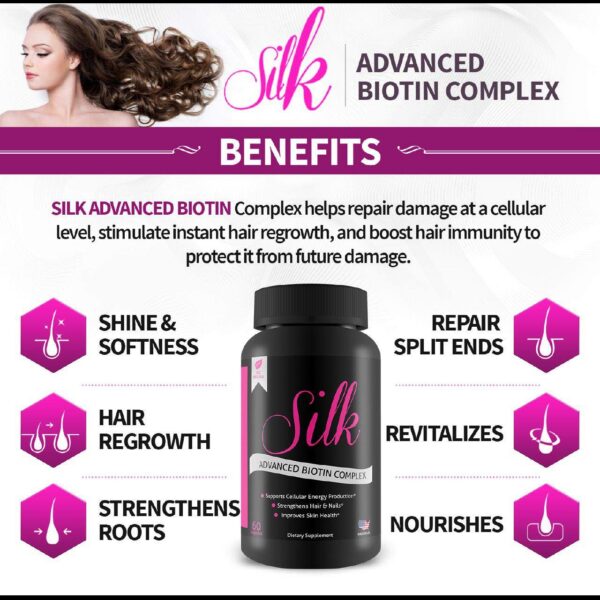Suplemento de biotina en cápsulas Silk Advanced para uñas