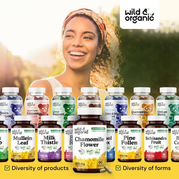 Suplemento botánico de manzanilla para salud digestiva y relajación