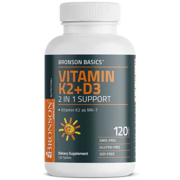 Suplemento Bronson vitaminas K2 D3 MK7 vista lateral