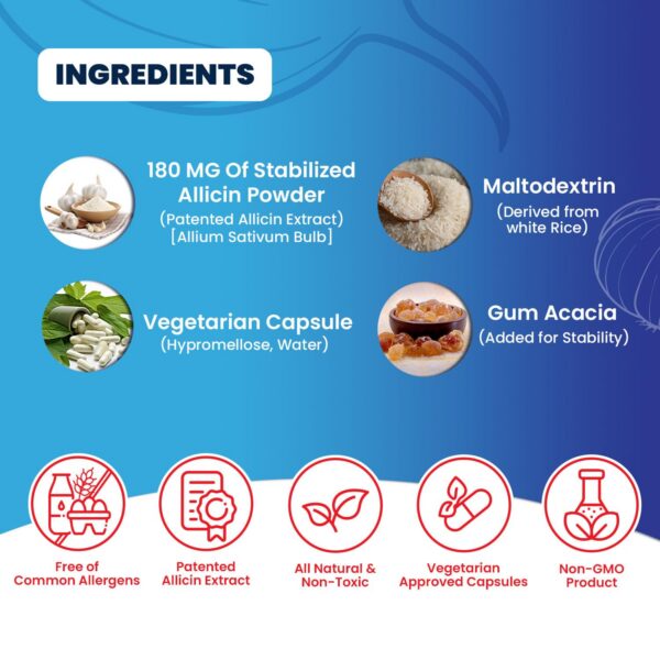 Suplemento BuyNaturally Mega Allicina ajo potente preparado