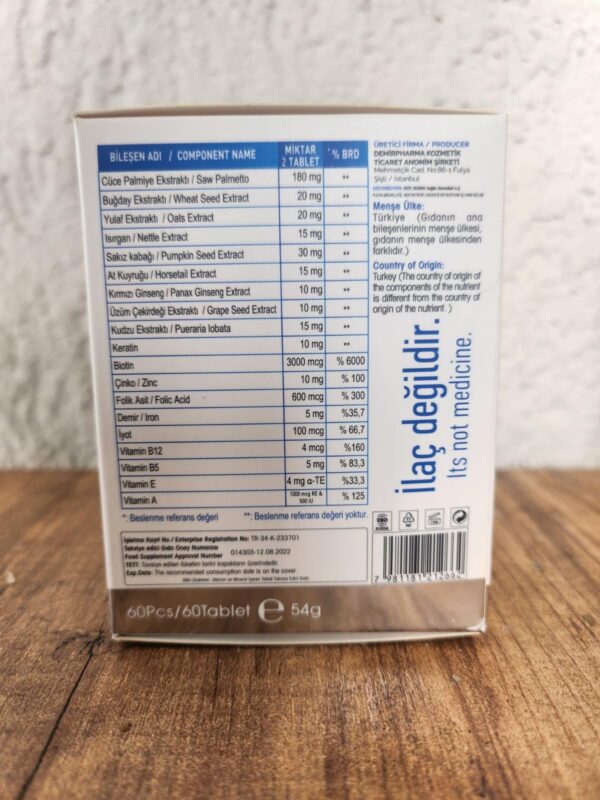 Suplemento para cabello más grueso y fuerte con ingredientes nutritivos